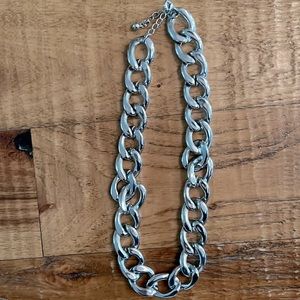 Chunky chain link necklace silver tone